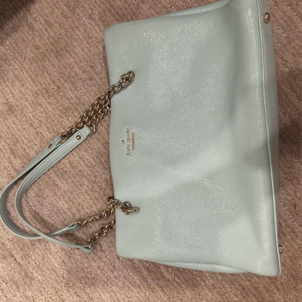 Kate Spade Blue and Gold Shoulder Bag with Chain Detail